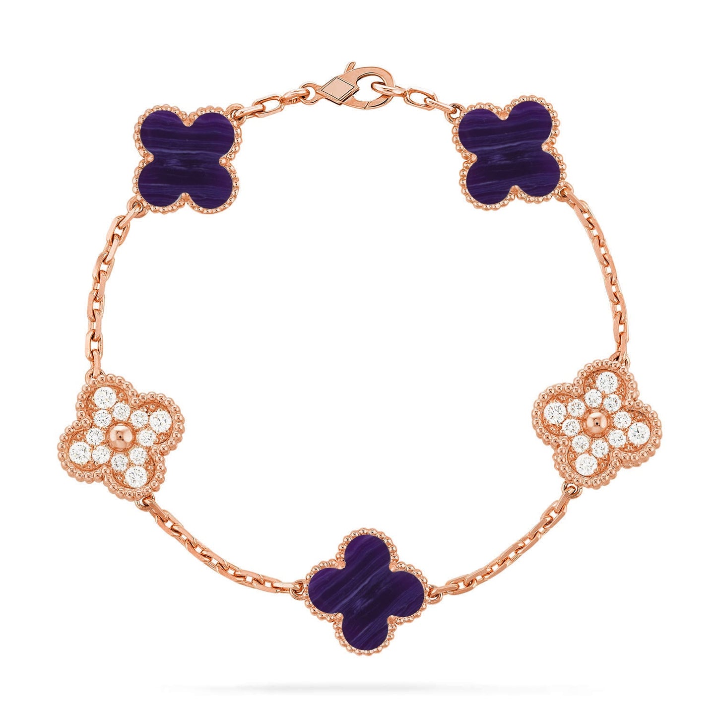 [Noble Aura jewelry]CLOVER 5 MOTIF PURPLE STRIPES BRACELET COLLECTION