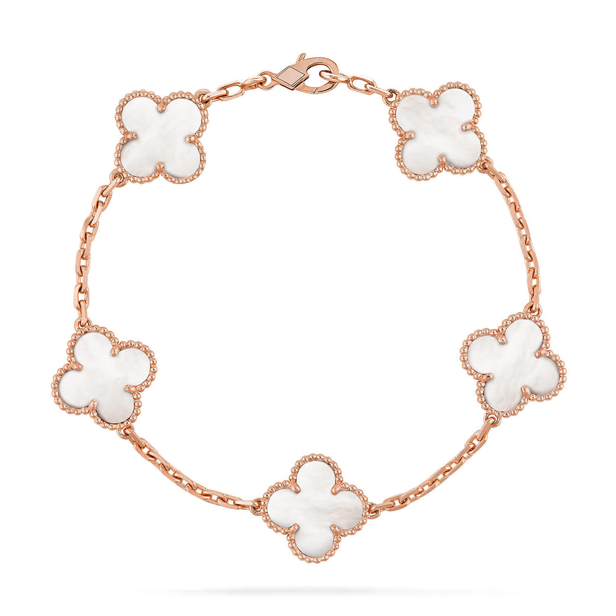 [Noble Aura jewelry]CLOVER WHITE PEARL MOP 5 MOTIF BRACELET COLLECTION