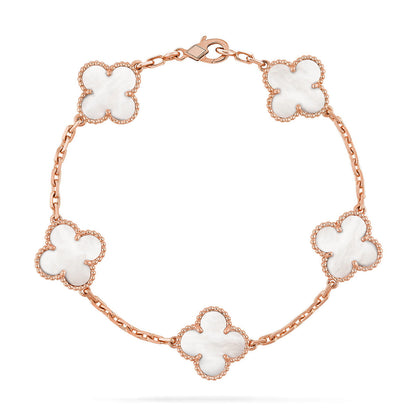 [Noble Aura jewelry]CLOVER WHITE PEARL MOP 5 MOTIF BRACELET COLLECTION