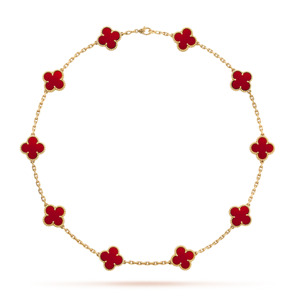 [Noble Aura jewelry]CLOVER 10 MOTIFS CARNELIAN NECKLACE