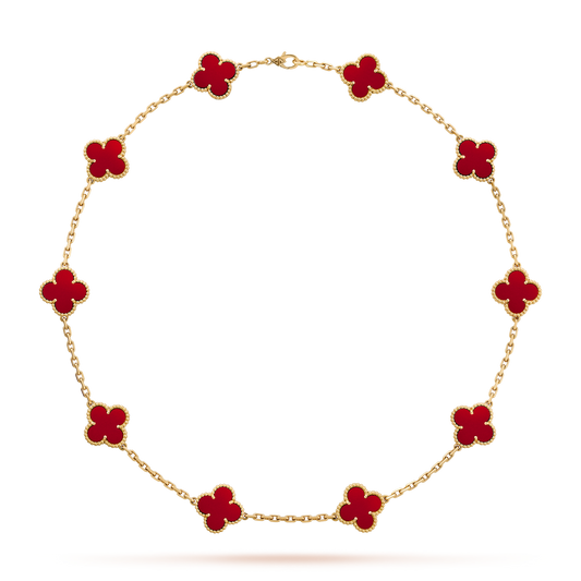 [Noble Aura jewelry]CLOVER 10 MOTIFS CARNELIAN NECKLACE
