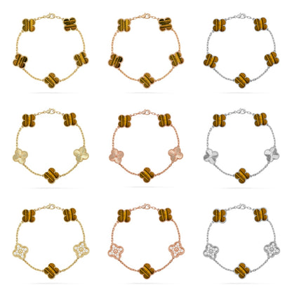 [Noble Aura jewelry] CLOVER 5 MOTIFS TIGER EYE BRACELET COLLECTION