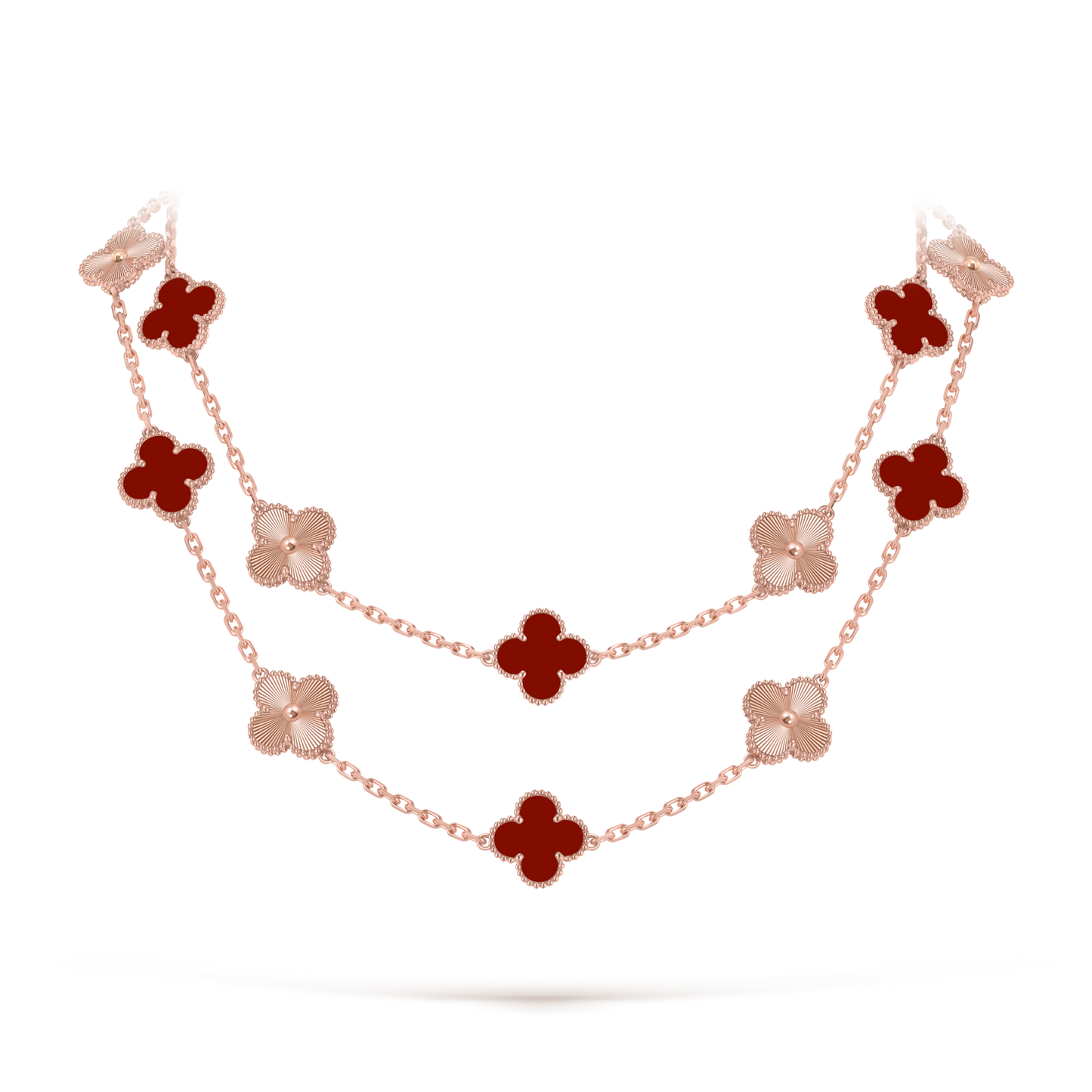 [Noble Aura jewelry]CLOVER 20 MOTIFS LASER CARNELIAN NECKLACE