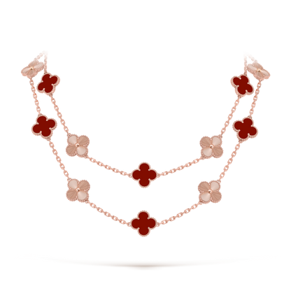 [Noble Aura jewelry]CLOVER 20 MOTIFS LASER CARNELIAN NECKLACE