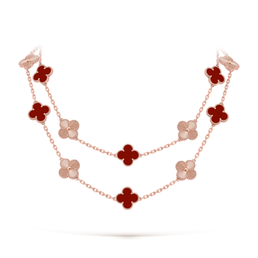 [Noble Aura jewelry]CLOVER 20 MOTIFS LASER CARNELIAN NECKLACE
