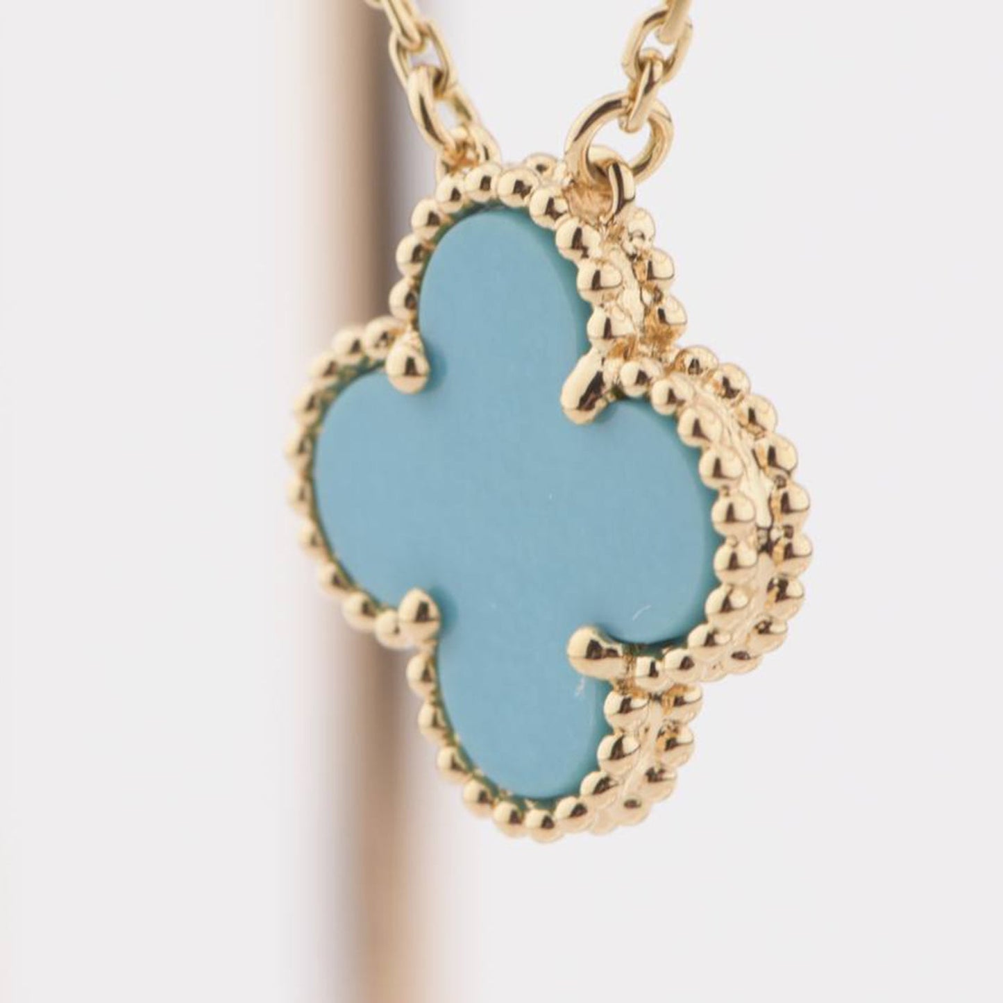 [Noble Aura jewelry]CLOVER 15MM VINTAGE TURQUOISE NECKLACE