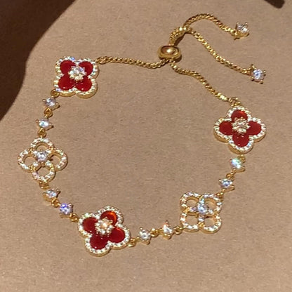 [Noble Aura jewelry]CLOVER 5 MOTIF PINK BLUE RED WHITE BRACELET