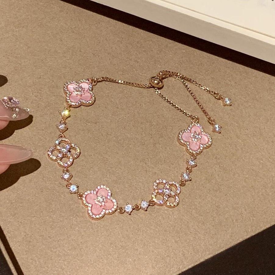 [Noble Aura jewelry]CLOVER 5 MOTIF PINK BLUE RED WHITE BRACELET