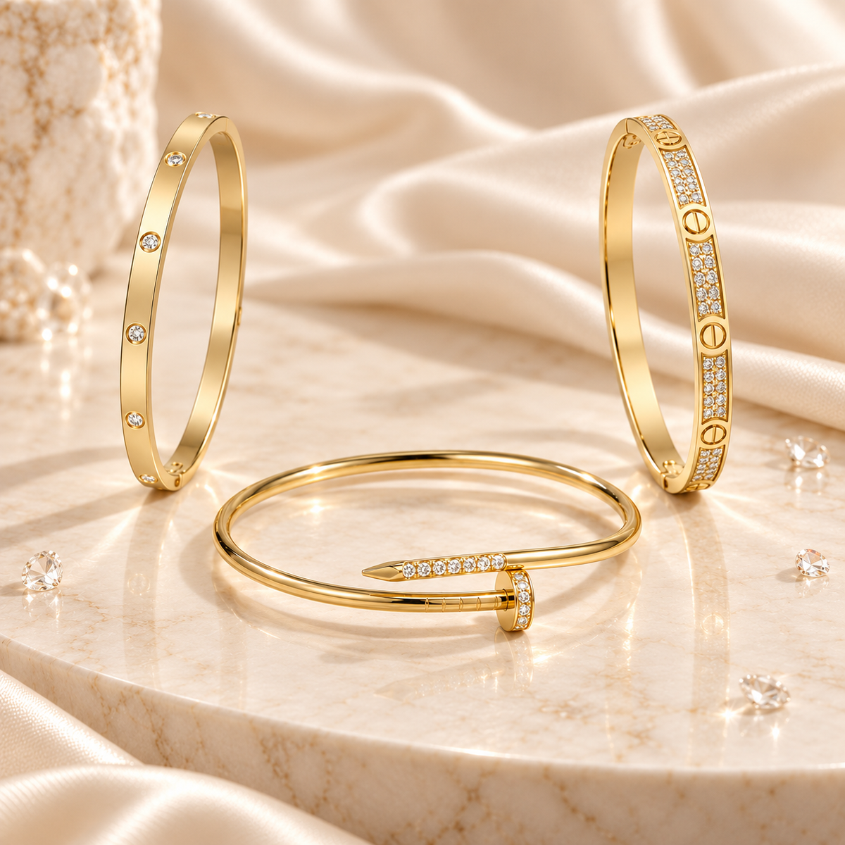 [Noble Aura jewelry] JUSTE Diamond & LOVE Diamond Bracelet Stack Set