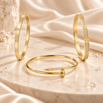 [Noble Aura jewelry] JUSTE Diamond & LOVE Diamond Bracelet Stack Set