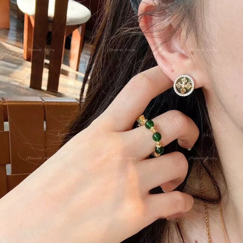 Round Cross Earrings