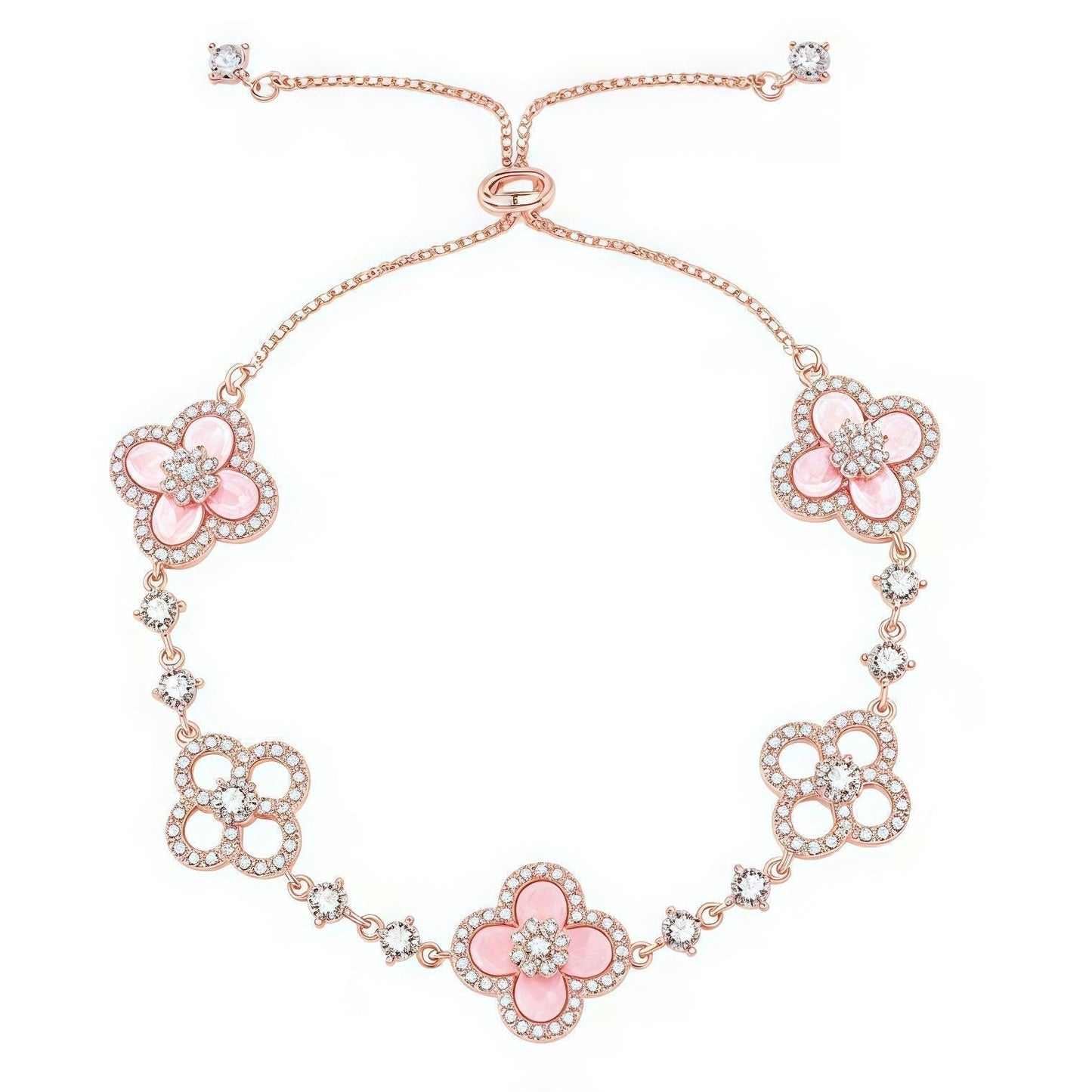 [Noble Aura jewelry]CLOVER 5 MOTIF PINK BLUE RED WHITE BRACELET