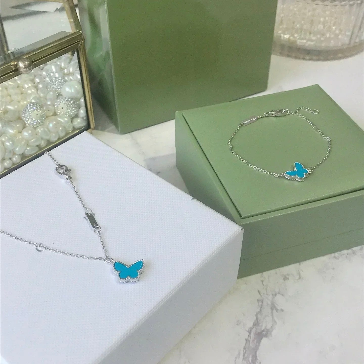 [Noble Aura jewelry]BUTTERFLY TURQUOISE BUTTERFLY BRACELET SILVER