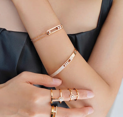 [Noble Aura jewelry]Move Noa Rose Gold Pavé Diamond Bangle Bracelet