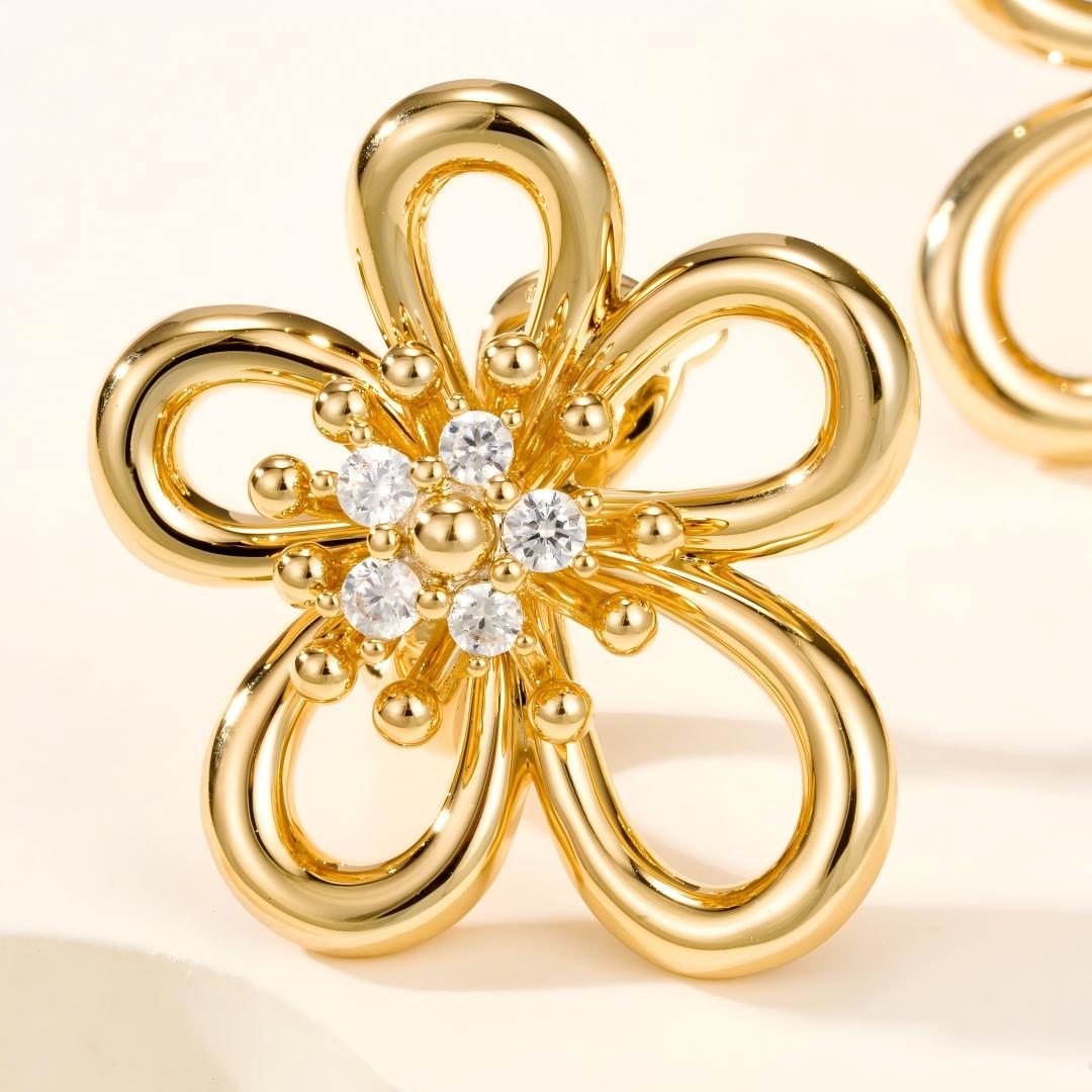 [Noble Aura jewelry] FLOWERLACE EARRING 5 DIAMONDS