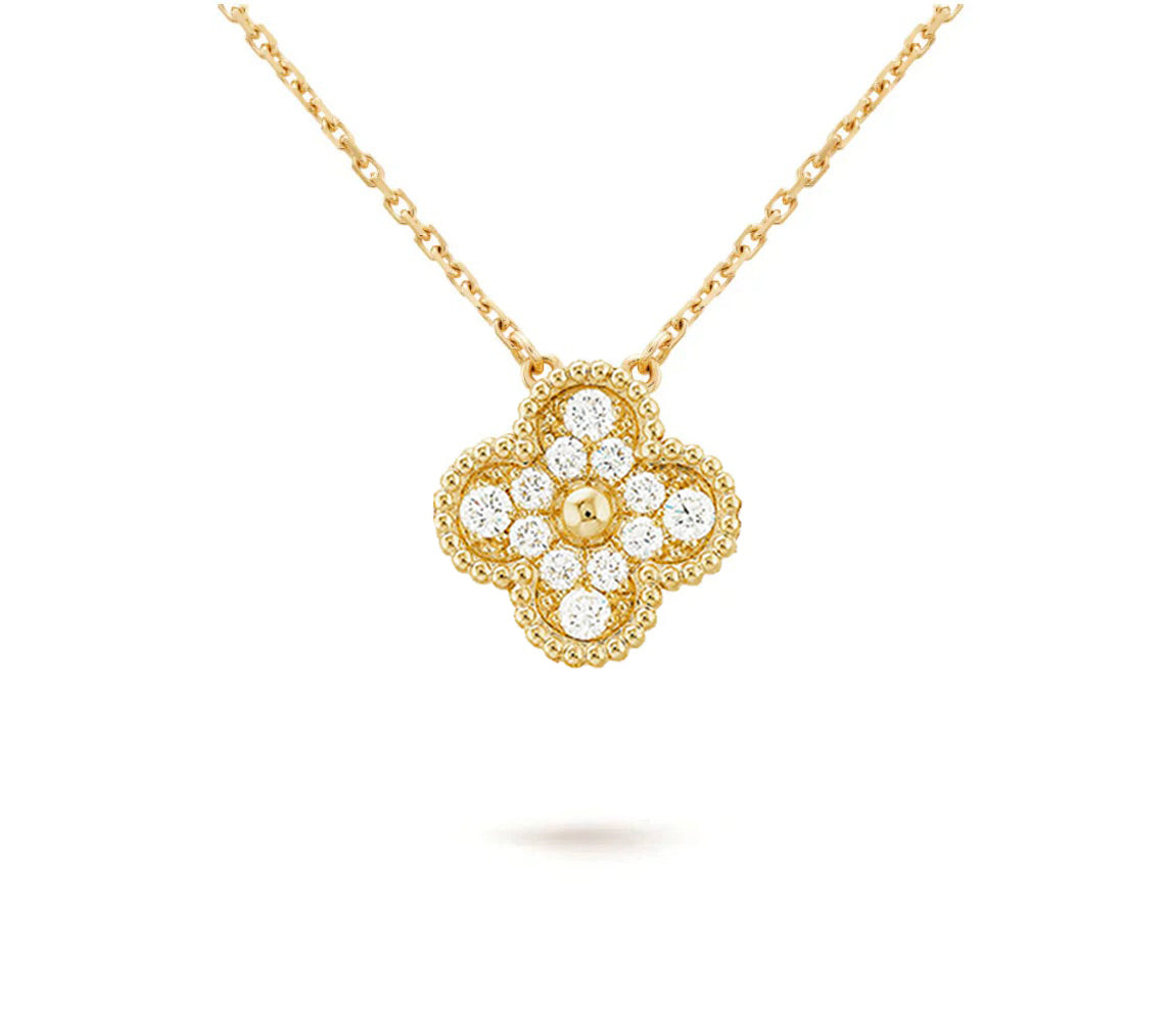 [Noble Aura jewelry] CLOVER 15MM DIAMOND SINGLE FLOWER NECKLACE COLLECTION
