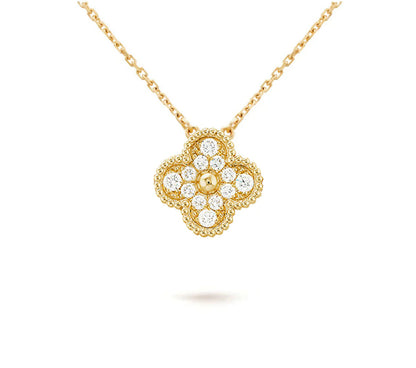 [Noble Aura jewelry]CLOVER 15MM DIAMOND SINGLE FLOWER NECKLACE COLLECTION