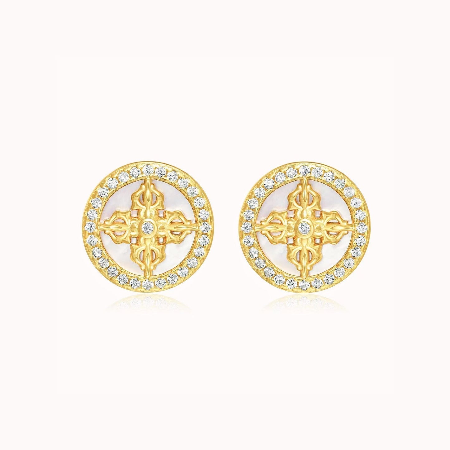 Round Cross Earrings