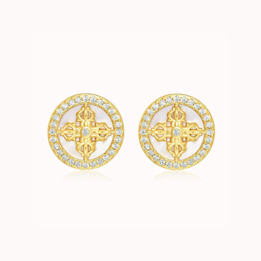 Round Cross Earrings