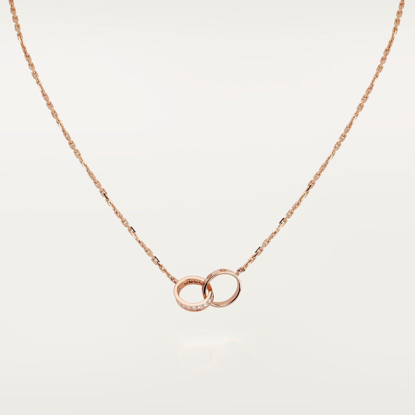 [Noble Aura jewelry]LOVE DOUBLE RING HALF DIAMOND NECKLACE