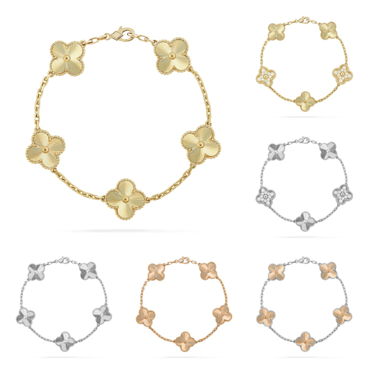 [Noble Aura jewelry] CLOVER 5 MOTIF LASER BRACELET COLLECTION