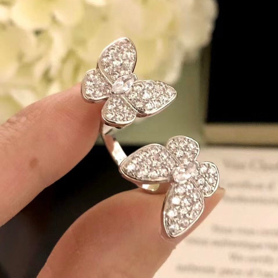 [Noble Aura jewelry]TWIN SILVER BUTTERFLY DIAMOND RING