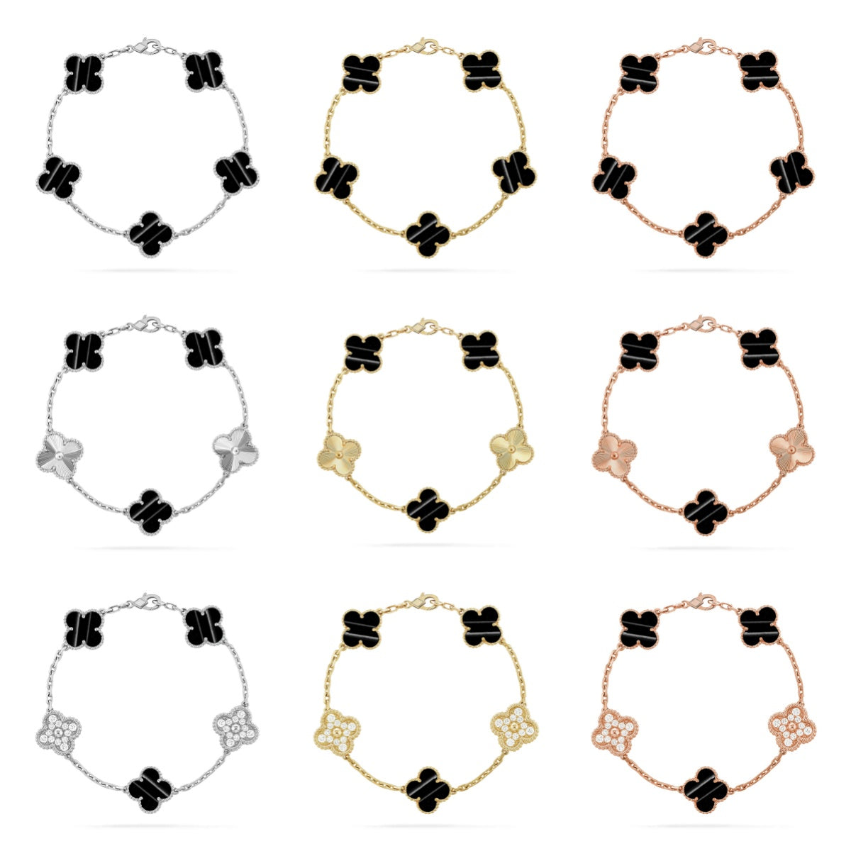 [Noble Aura jewelry] CLOVER 5 MOTIF PULSAR STONE BRACELET COLLECTION