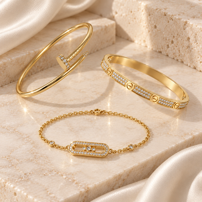 [Noble Aura jewelry] LOVE & JUSTE Baby Move Diamond Bracelet Stack Set