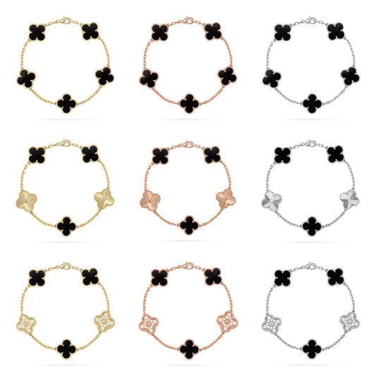 [Noble Aura jewelry] CLOVER 5 MOTIF ONYXS BRACELET COLLECTION