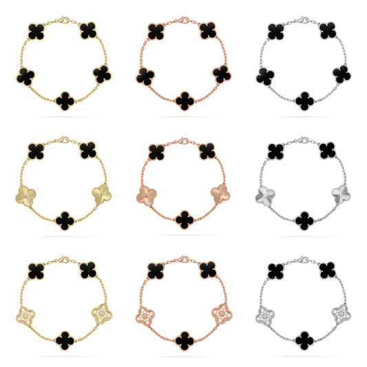[Noble Aura jewelry] CLOVER 5 MOTIF ONYXS BRACELET COLLECTION