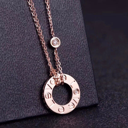 [Noble Aura jewelry]LOVE NECKLACE 16MM 2 DIAMONDS
