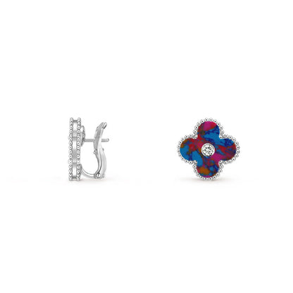 [Noble Aura jewelry]CLOVER SILVER 15MM MOP DIAMOND EARRINGS COLLECTION