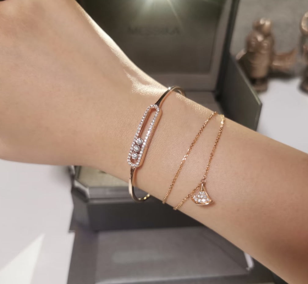 [Noble Aura jewelry]Move Pavé Diamond Bangle Bracelet M