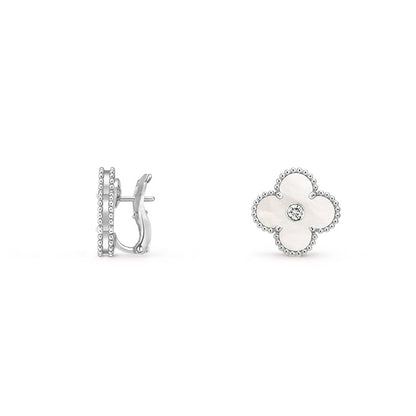 [Noble Aura jewelry]CLOVER SILVER 15MM MOP DIAMOND EARRINGS COLLECTION