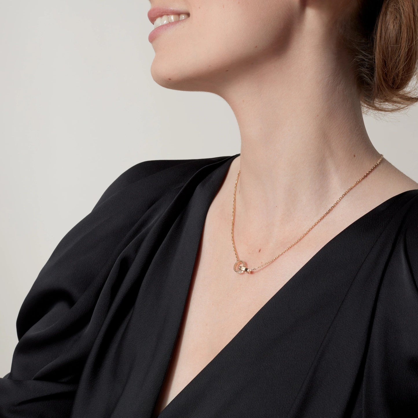 [Noble Aura jewelry]LOVE DOUBLE RING HALF DIAMOND NECKLACE