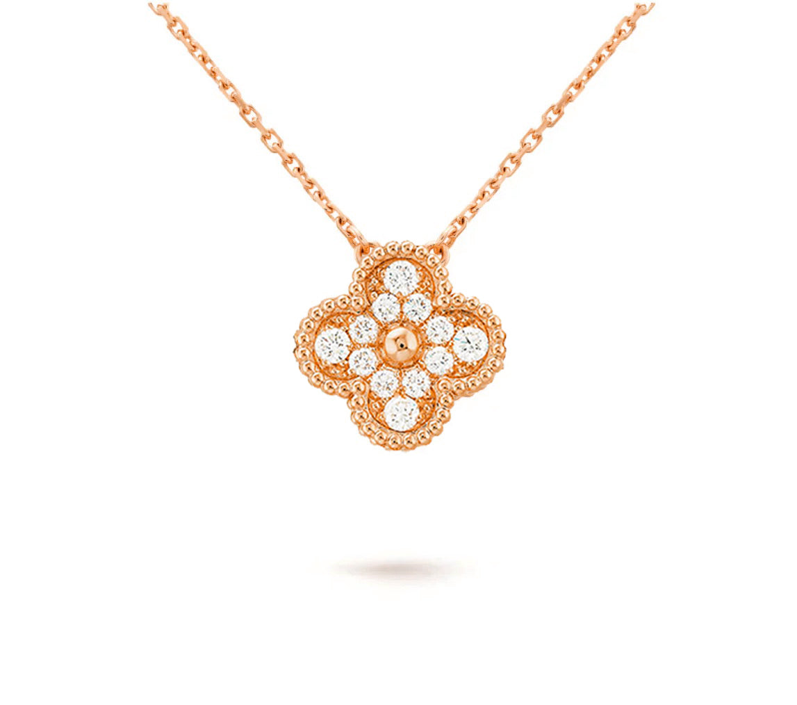 [Noble Aura jewelry]CLOVER 15MM SINGLE FLOWER NECKLACE COLLECTION