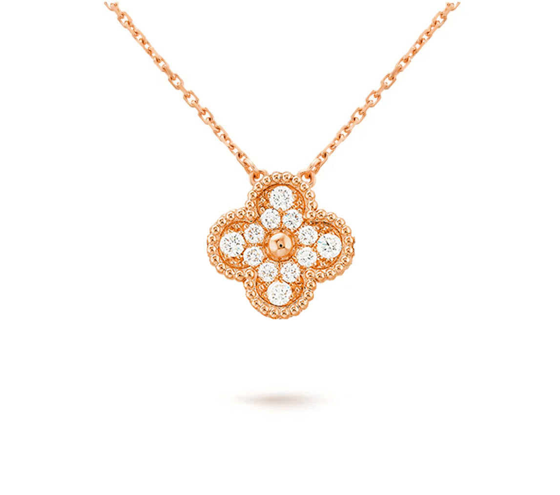 [Noble Aura jewelry]CLOVER 15MM DIAMOND SINGLE FLOWER NECKLACE COLLECTION