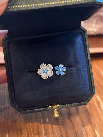 Blue Double Flower Ring