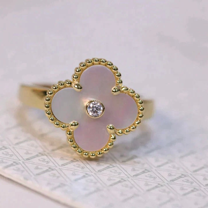 [Noble Aura jewelry]CLOVER PINK MOP RING GOLD DIAMOND