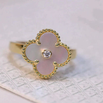 [Noble Aura jewelry]CLOVER PINK MOP RING GOLD DIAMOND
