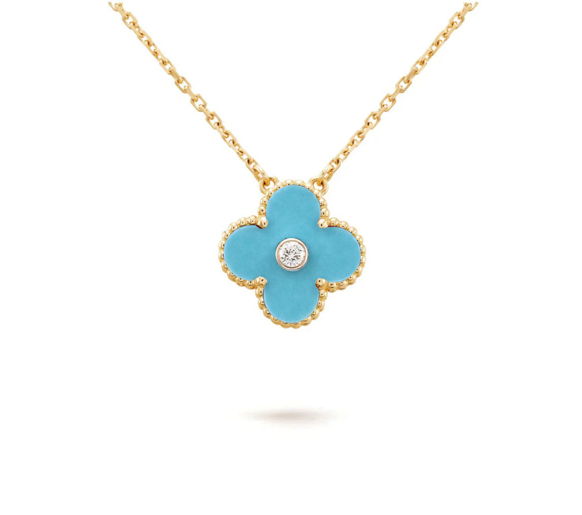 [Noble Aura jewelry]CLOVER 15MM DIAMOND SINGLE FLOWER NECKLACE COLLECTION