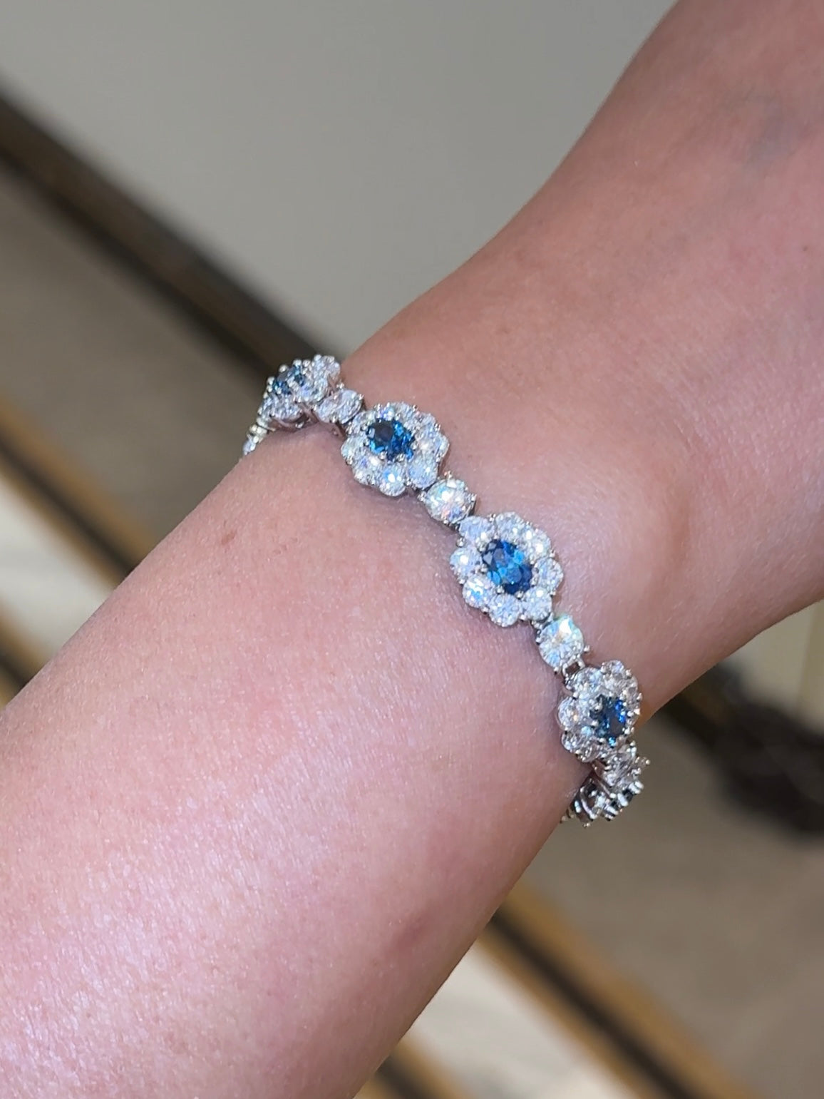 Ice Blue Flower Bracelet