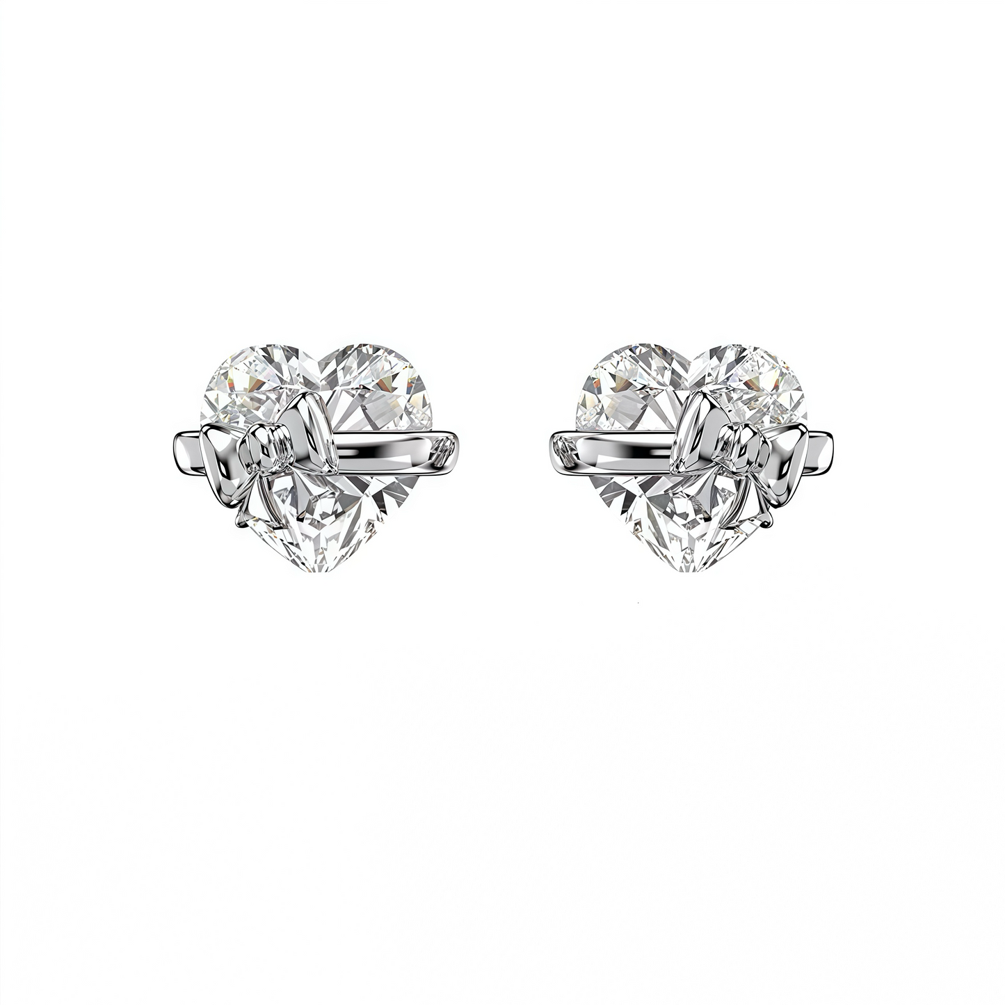 Bow Heart Silver Ring