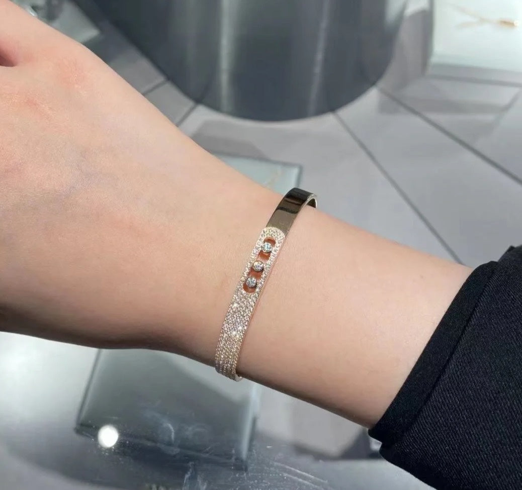 [Noble Aura jewelry]Move Noa Rose Gold Pavé Diamond Bangle Bracelet