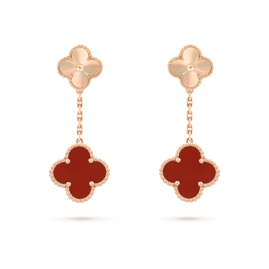 [Noble Aura jewelry]CLOVER 2 MOTIF  LASER CARNELIAN EARRINGS