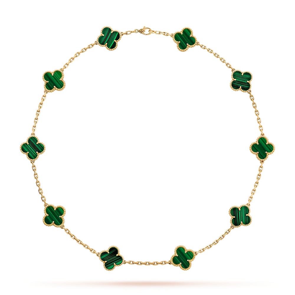 [Noble Aura jewelry]CLOVER 10 MOTIFS MALACHITE NECKLACE