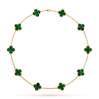 [Noble Aura jewelry]CLOVER 10 MOTIFS MALACHITE NECKLACE