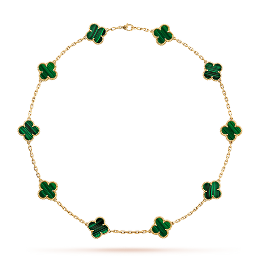 [Noble Aura jewelry]CLOVER 10 MOTIFS MALACHITE NECKLACE