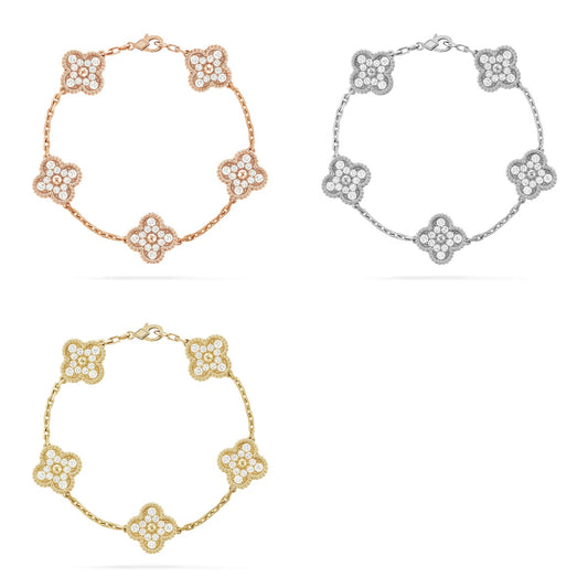 [Noble Aura jewelry] CLOVER 5 MOTIF FULL DIAMOND BRACELET COLLECTION