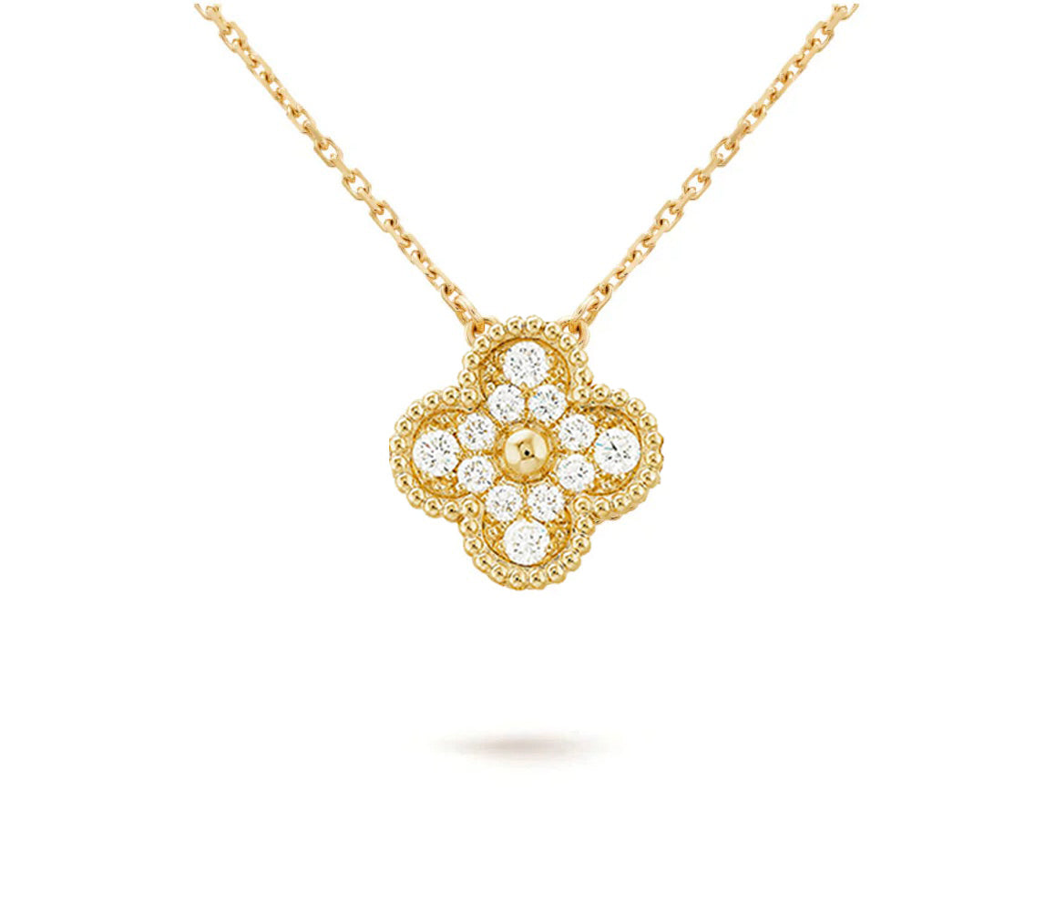 [Noble Aura jewelry]CLOVER 15MM SINGLE FLOWER NECKLACE COLLECTION
